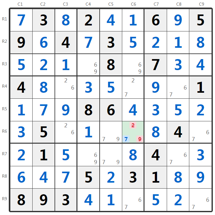 Exemple de Technique BUG au Sudoku