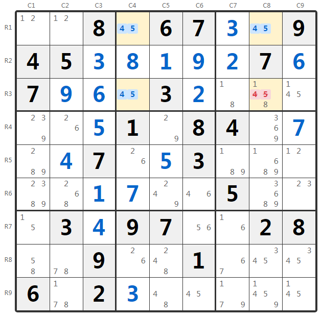 Exemple Unique Rectangle Type 1
